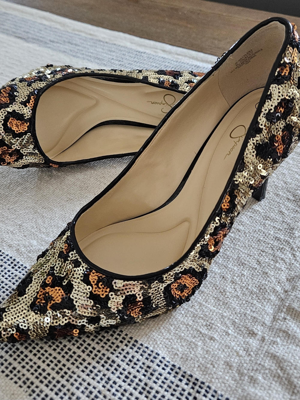 Jessica Simpson Black Gold Copper Sequin Pointed-toe Pumps - Picture 11 of 14